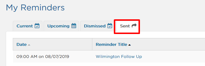 Sent tab in My Reminders