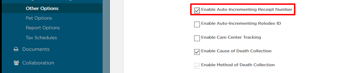 check Enable Auto-Incrementing Receipt Number box in Other Options