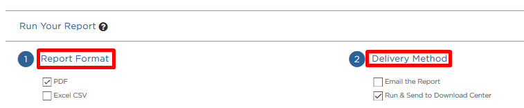 Run Your Report: Report Format and Delivery Method